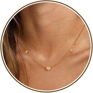 Personalized Heart Initial Necklace - 14K Gold Choker for Mom, Sister & Daughter